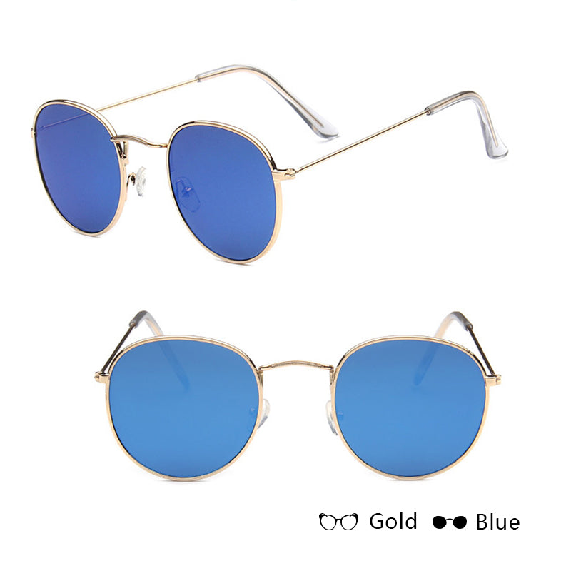 Women Retro Sunglasses Clothing Awaara Apparels Gold+blue  