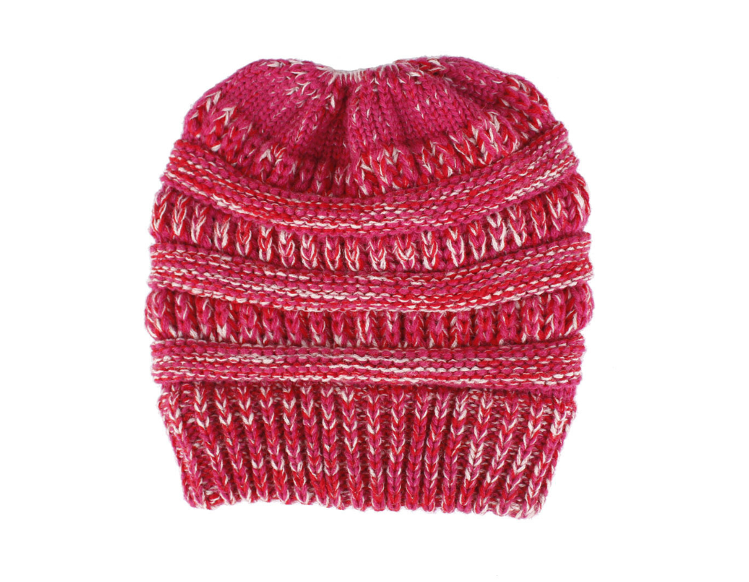 Mixed Color Knitted Wool Hat Ladies Non-labeled Ponytail Hat Clothing Awaara Apparels Rose pink  