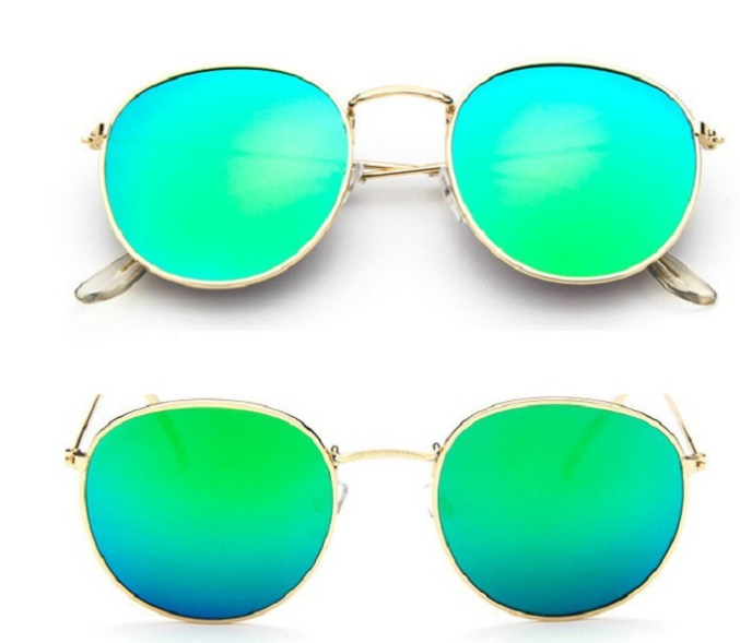 Women Retro Sunglasses Clothing Awaara Apparels Gold + Green  