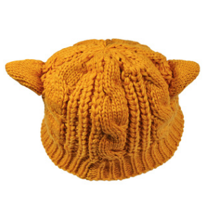 Hand Made 3D Cute Knitted Cat Ear Beanie For Winter Clothing Awaara Apparels Yellow  