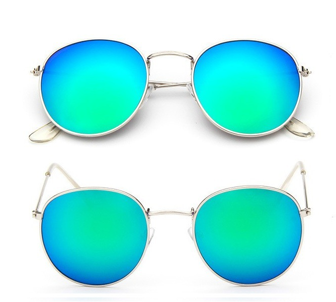 Women Retro Sunglasses Clothing Awaara Apparels Silver + Green  