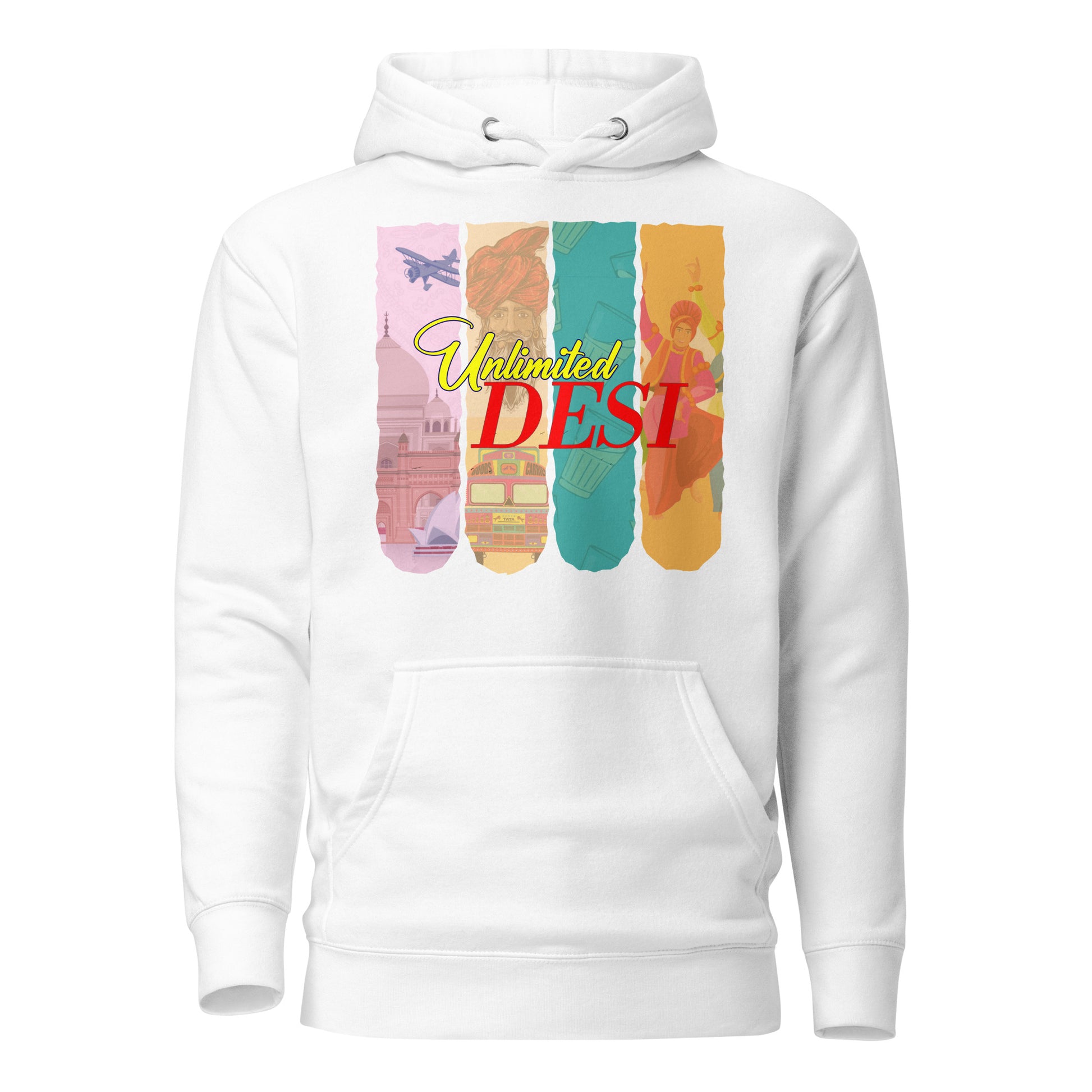 Unlimited Desi Hoodie  Awaara Apparels White S 