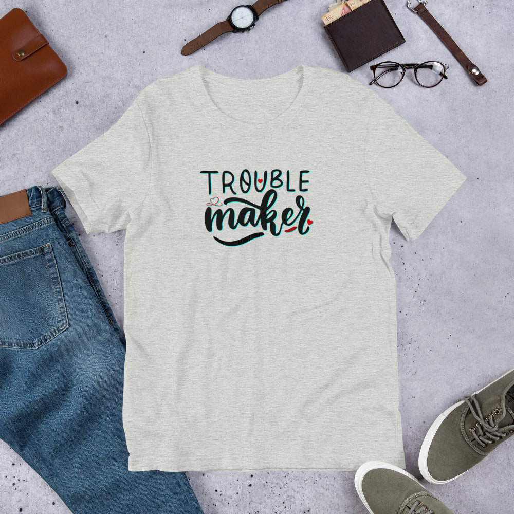 Trouble Maker T-Shirt unisex T-shirt Awaara Apparels Athletic Heather XS 