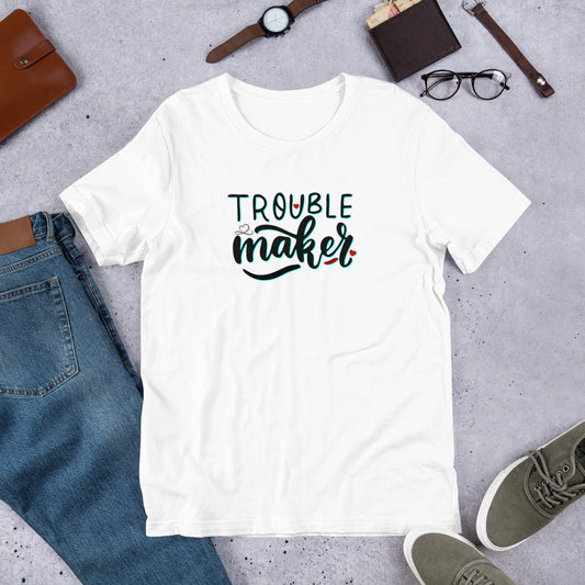 Trouble Maker T-Shirt unisex T-shirt Awaara Apparels White XS 